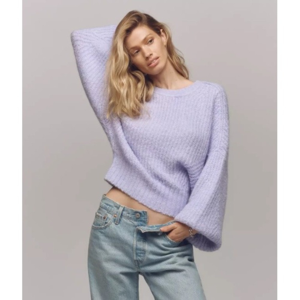 Pilcro Blake Slouchy Crew Neck Sweater Womens L Lavender Purple Knit Cozy Fall